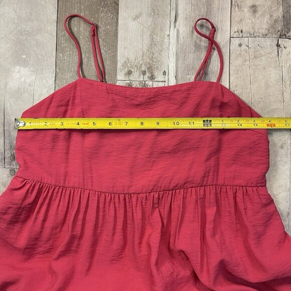 Abercrombie & Fitch Tiered Trapeze Midi Dress Pockets Size Small Cherry Summer - Picture 13 of 16